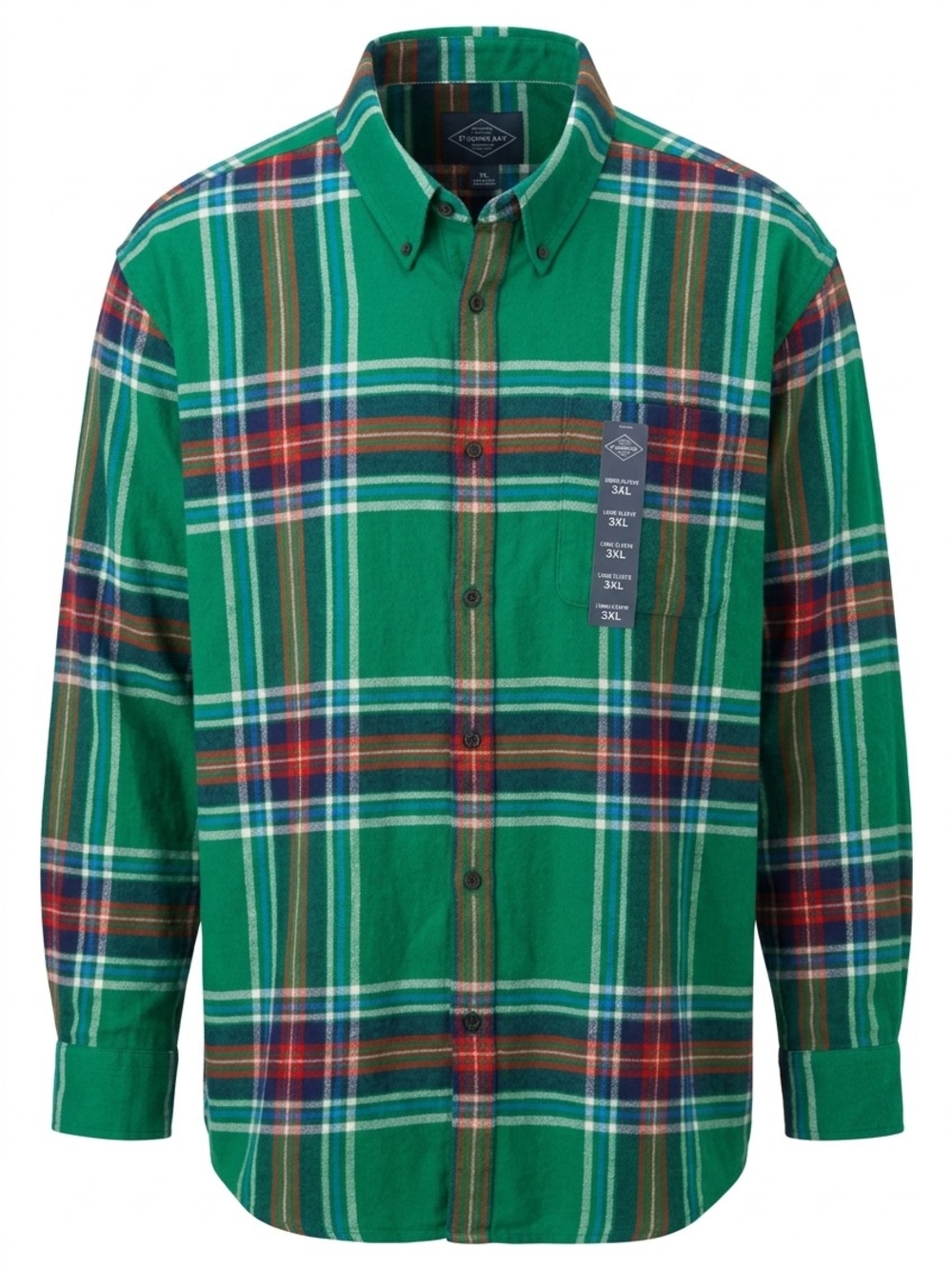 St. John's Bay Green Plaid Button-Down Shirt 3XL
